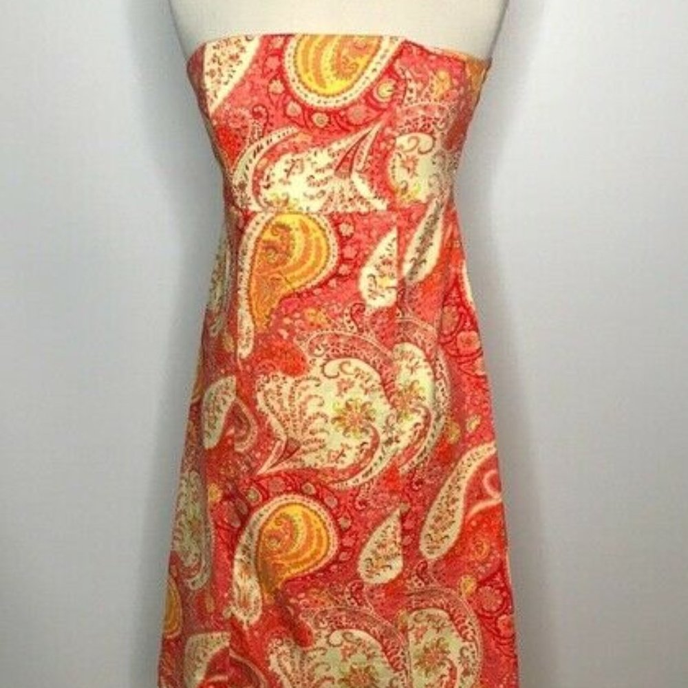 Moda International Paisley print strapless tie back dress S